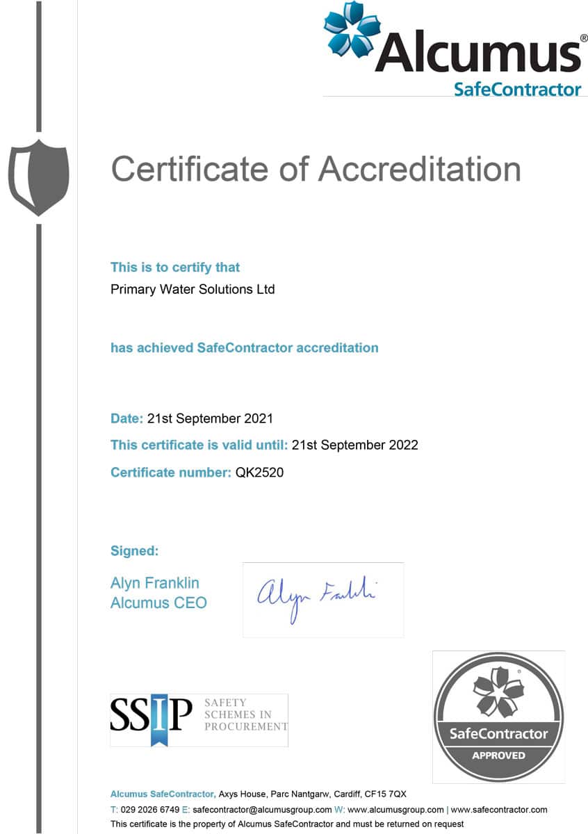 Accreditations | Primary Water Solutions